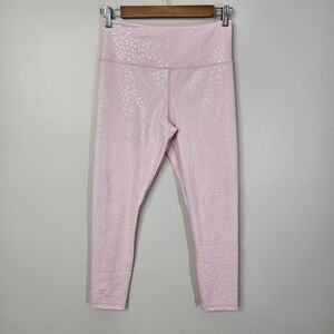 Zyia Pink Leopard unicorn Light N Tight Cropped Leggings Sz 6-8 Animal Print